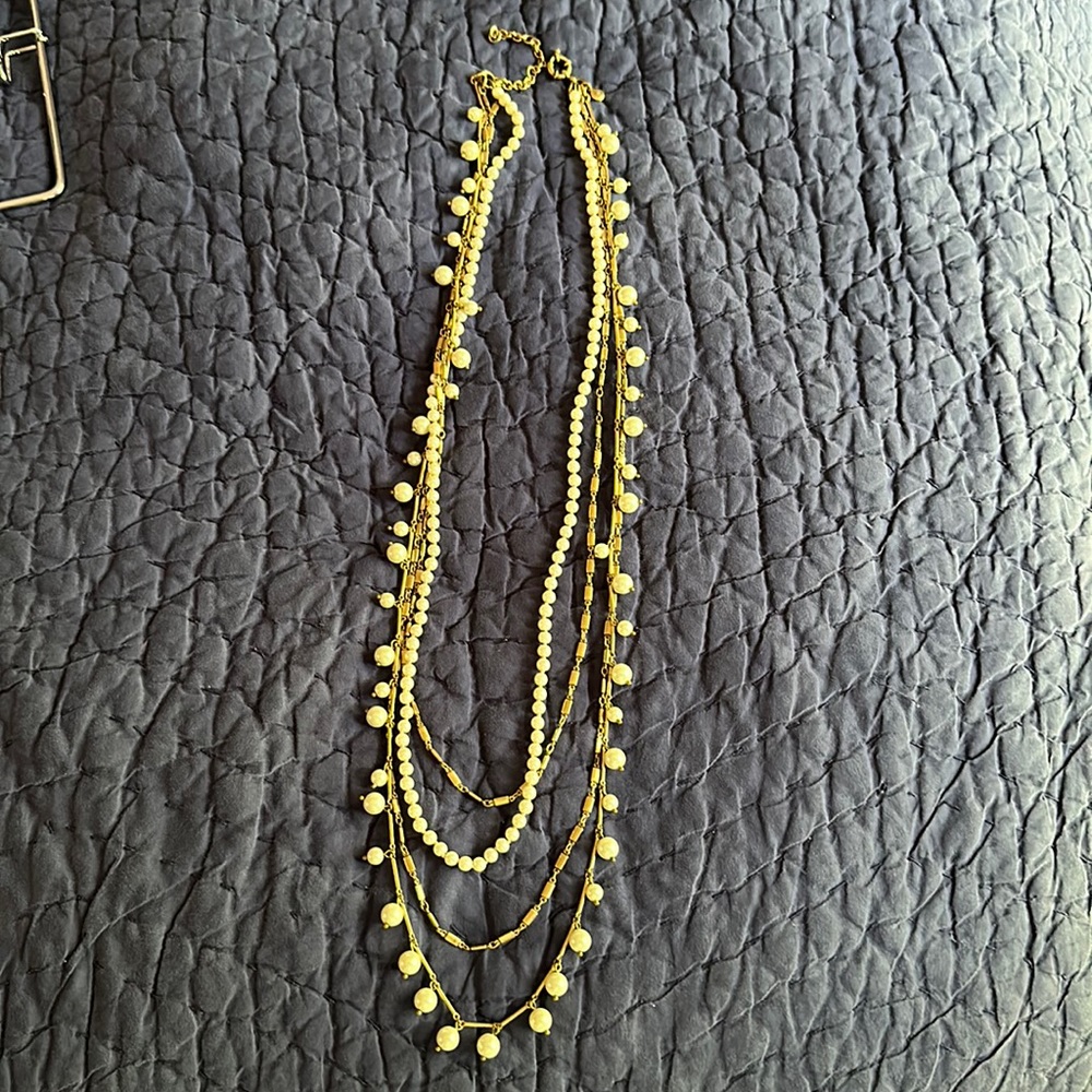 JCrew long pearl and gold necklace